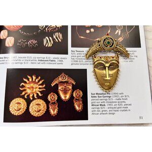 VTG Avon 1993 Antiqued Gold African Mask Brooch Aztec Mayan Tribal Pin Book Piec